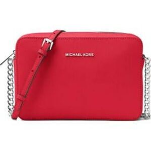 MICHAEL KORS ❤️BRIGHT RED❤️ JET SET SAFFIANO LEATHER CHAIN CROSSBODY BAG🌟EUC🌟